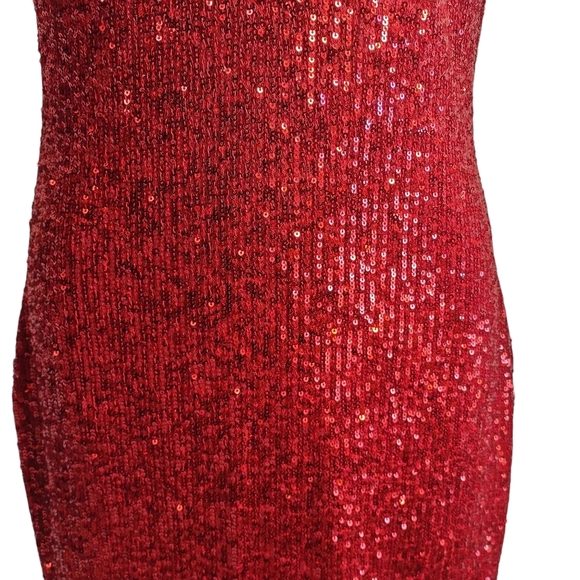 Celebrity Fashion Women's Red Sequin Straps Shoulder Dress Size Large NWT - Picture 5 of 10